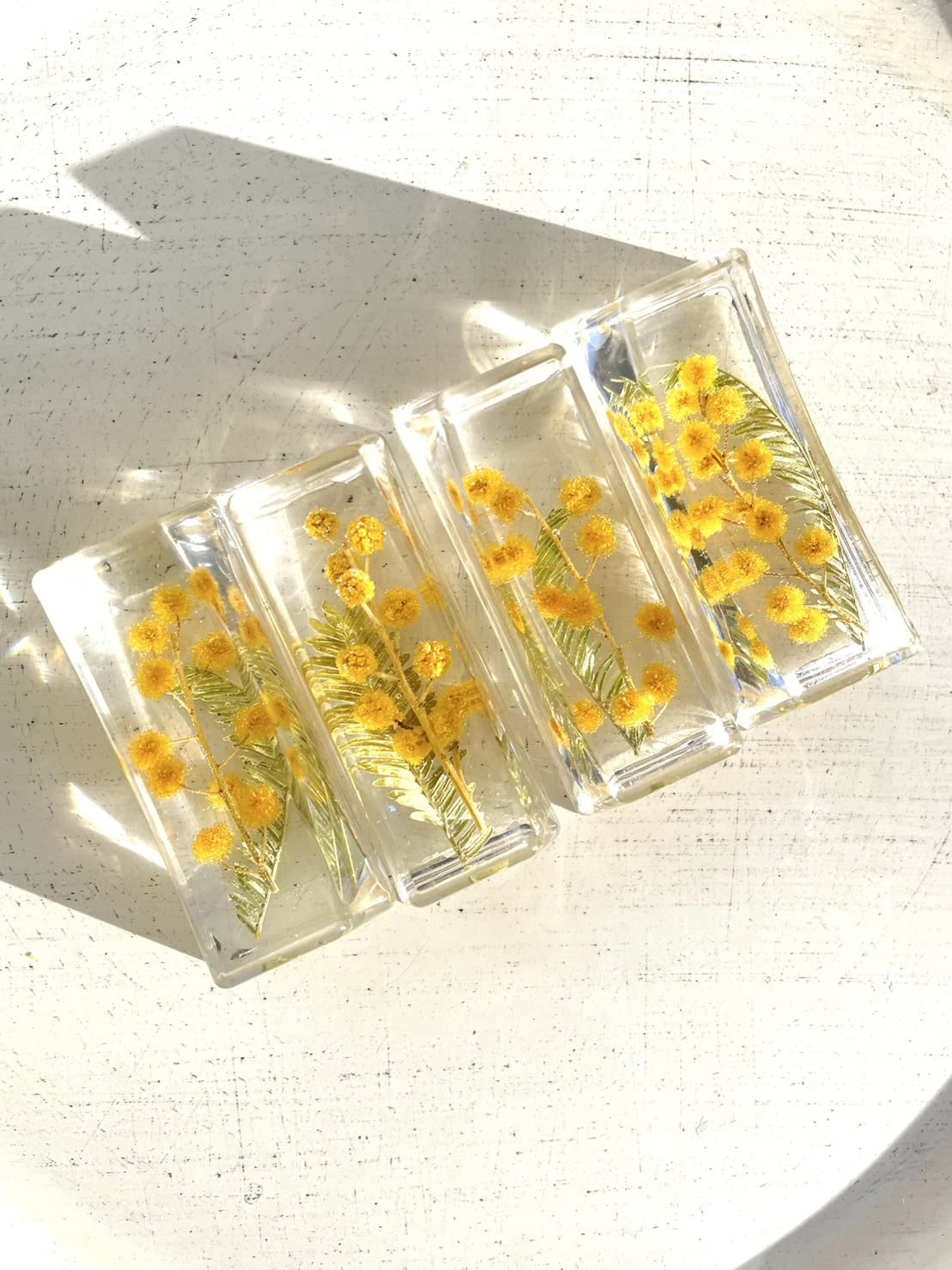 NO.98 ホワイトミモザ＆イタリアミモザ✨固まるハーバリウム箸置き2